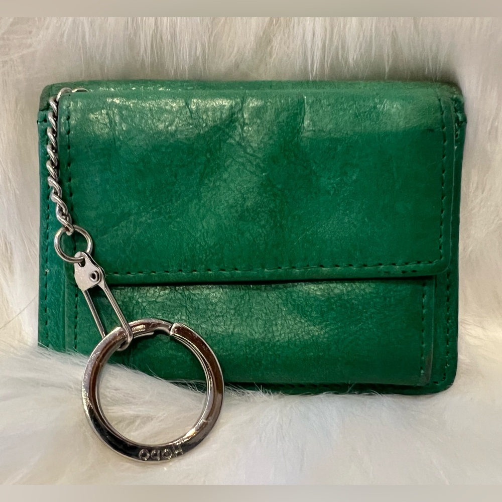 Hobo Green Leather Keychain Wallet